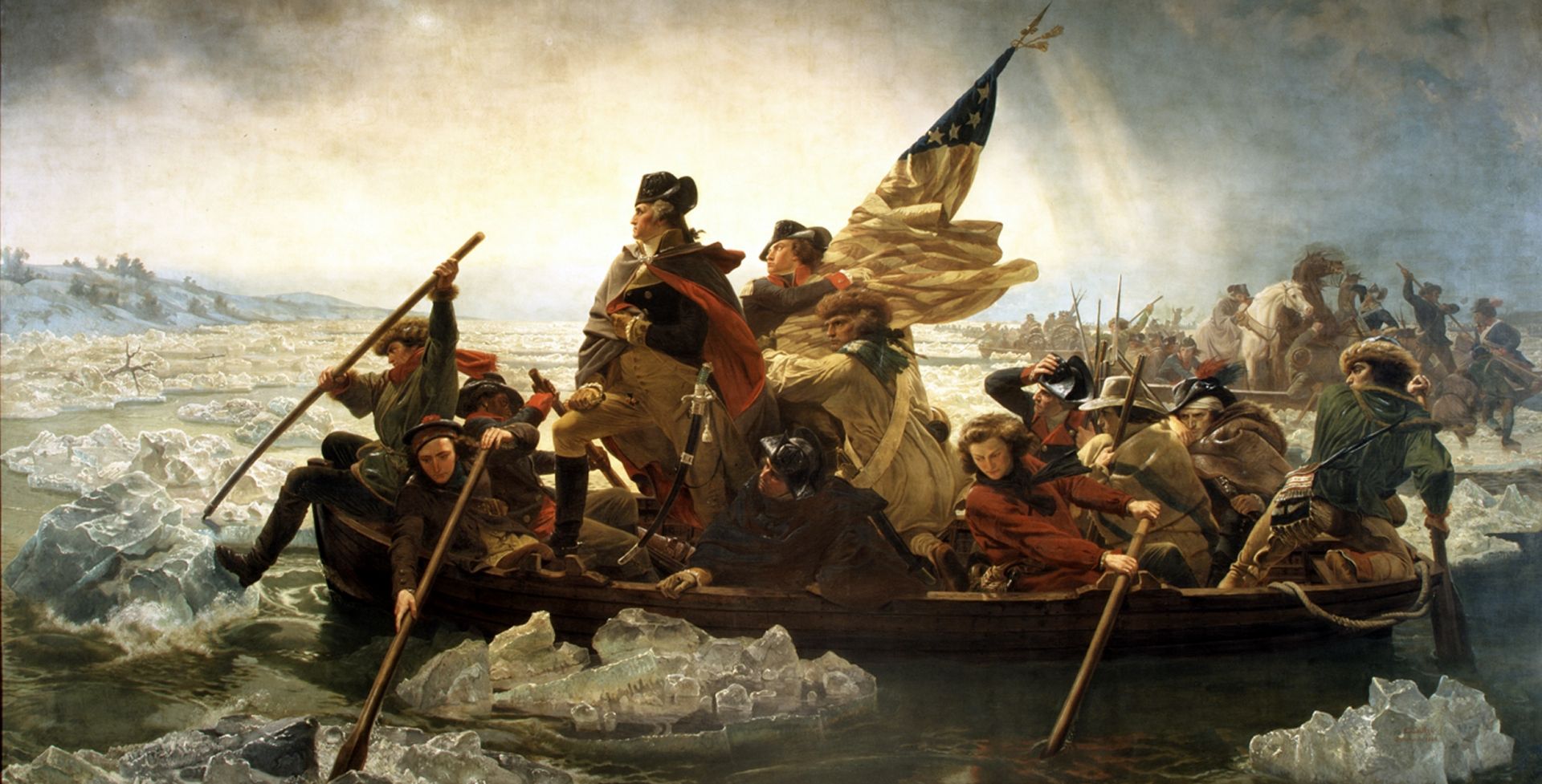 John Glover and the Marblehead men struggling to transport Washington and the American army across the Delaware is one of the most iconic images in American history. Metropolitan Museum of Art