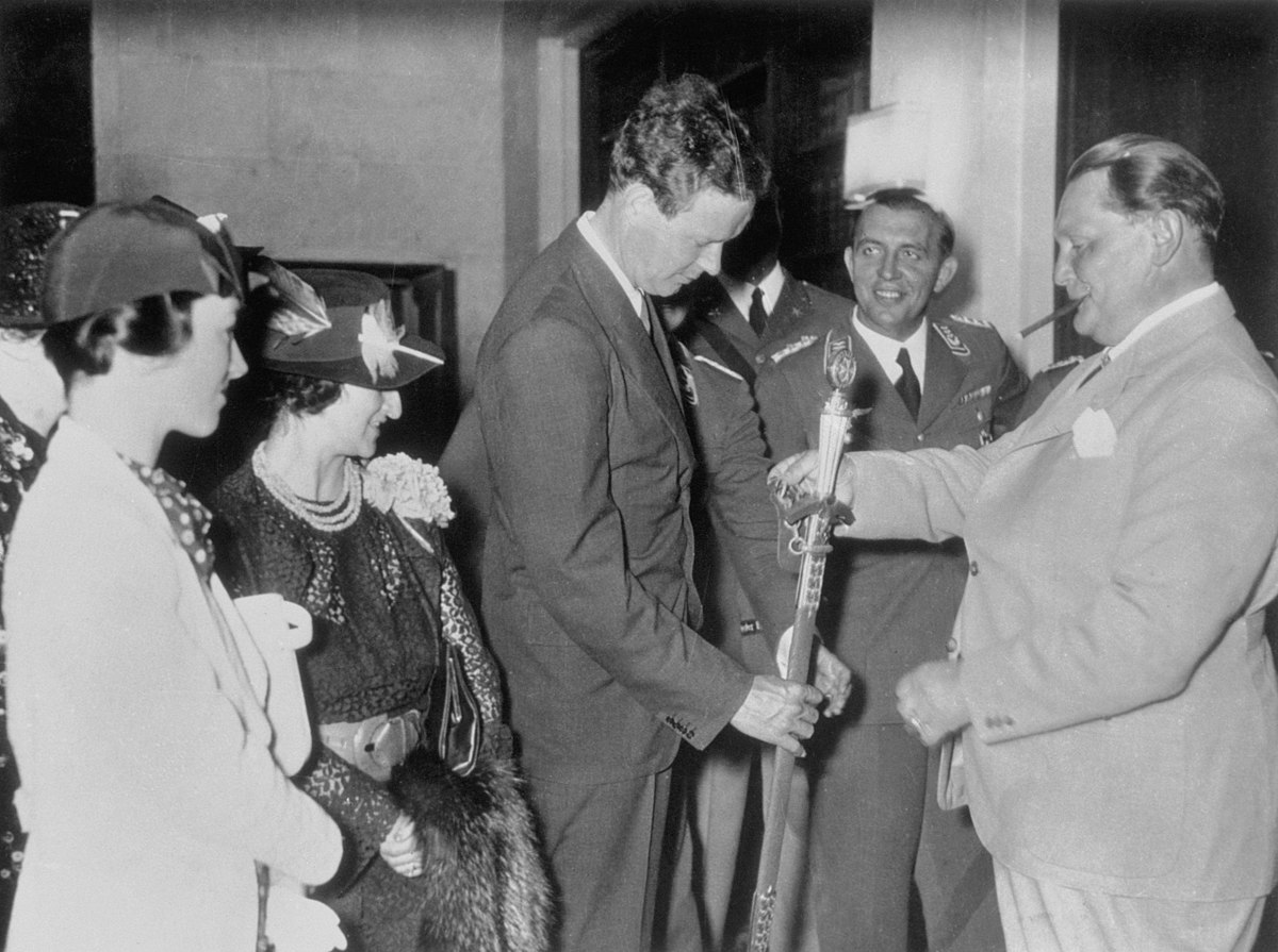 A controversy erupted when it was discovered that Lindbergh had been awarded a high German award by Hermann Goering.