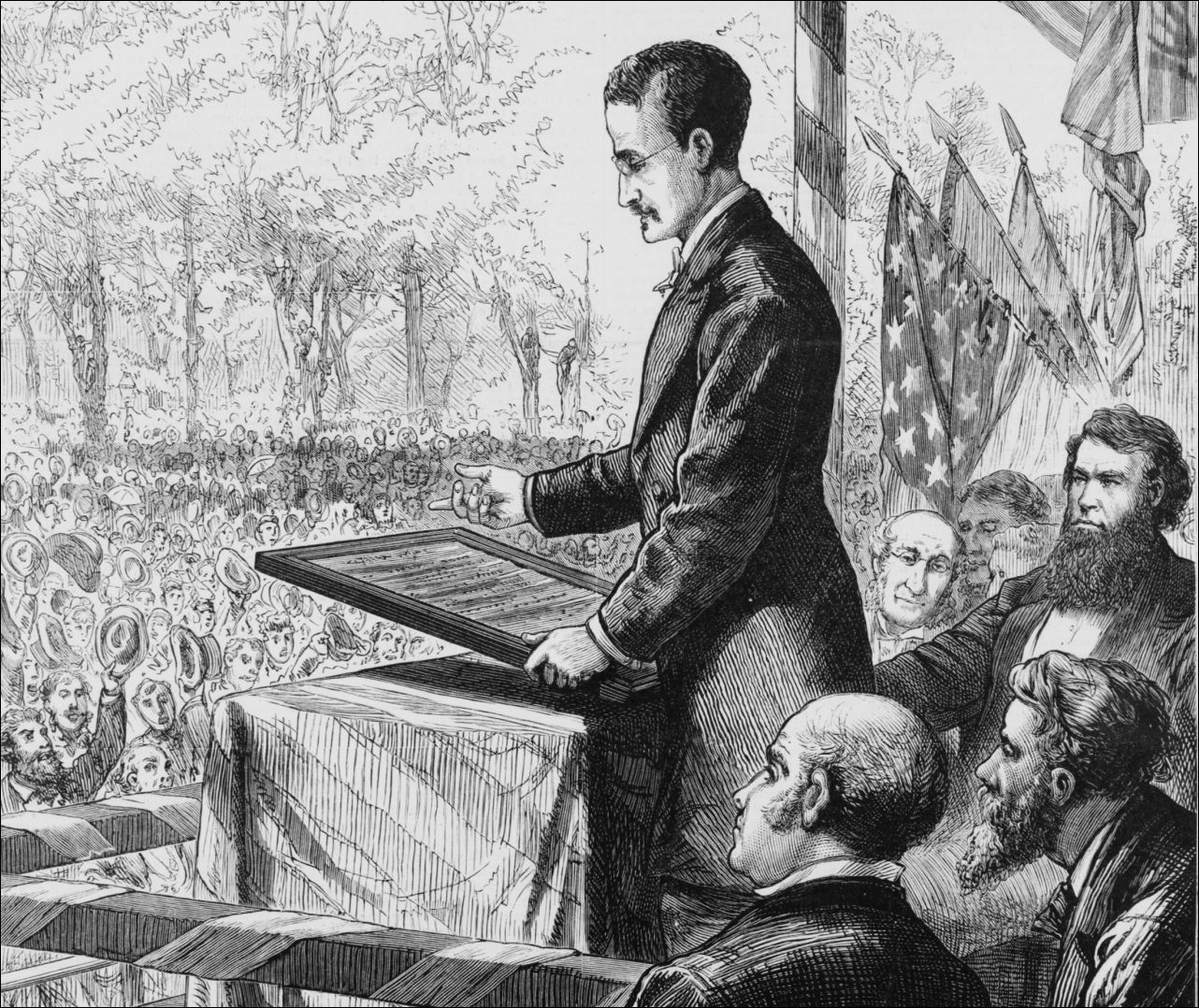 Richard Henry Lee of Virginia recites the Declaration of Independence in Philadelphia on July 4, 1876. Library of Congress