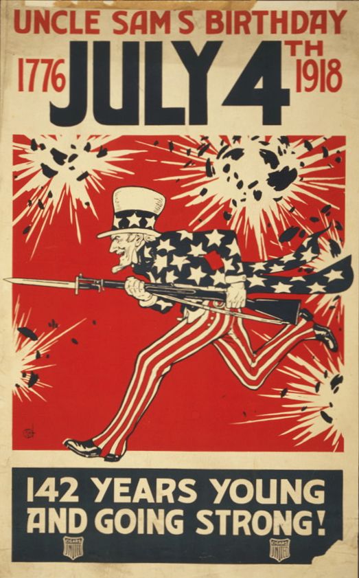 The Declaration also helped unite the nation during wartime, as in this 1918 poster. Library of Congress